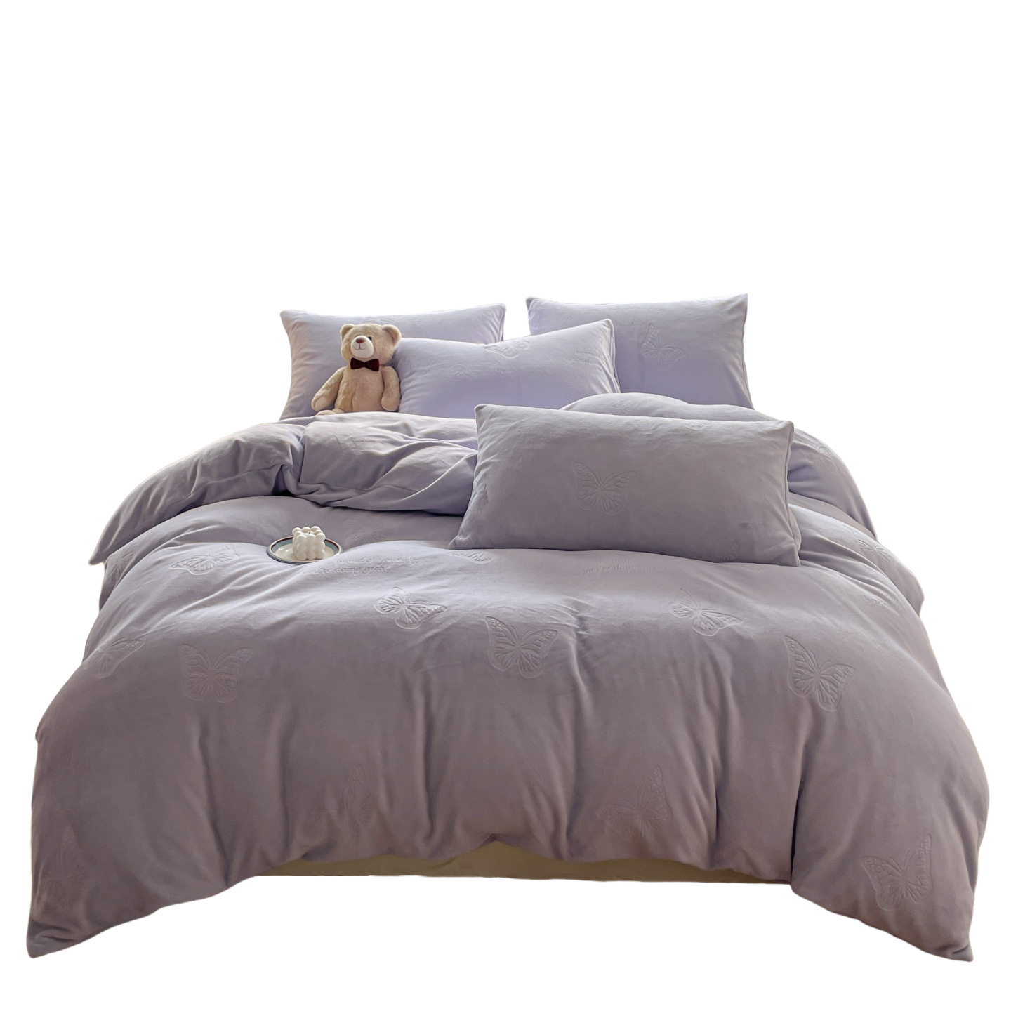 Espesado tallado leche de lana de cuatro piezas set invierno doble edredón cubierta sábanas de lana de coral cama de cama de cama calentamiento