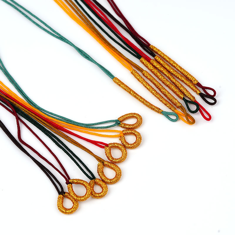 72-Line Flat Knot Pull Ring Buckle Coil Wrapped with Gold Thread Fake Pull Ring Pendant Necklace Accessory