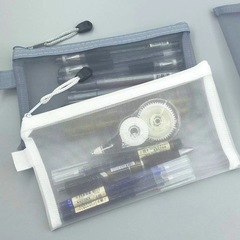 シンプル透明ネット筆袋収納袋学生試験専用携帯筆袋大容量文房具袋メーカー