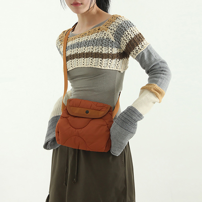 localmansion Nylon Small Wave Quilting Diamond-patterned Shoulder Crossbody Bag_voghion.com