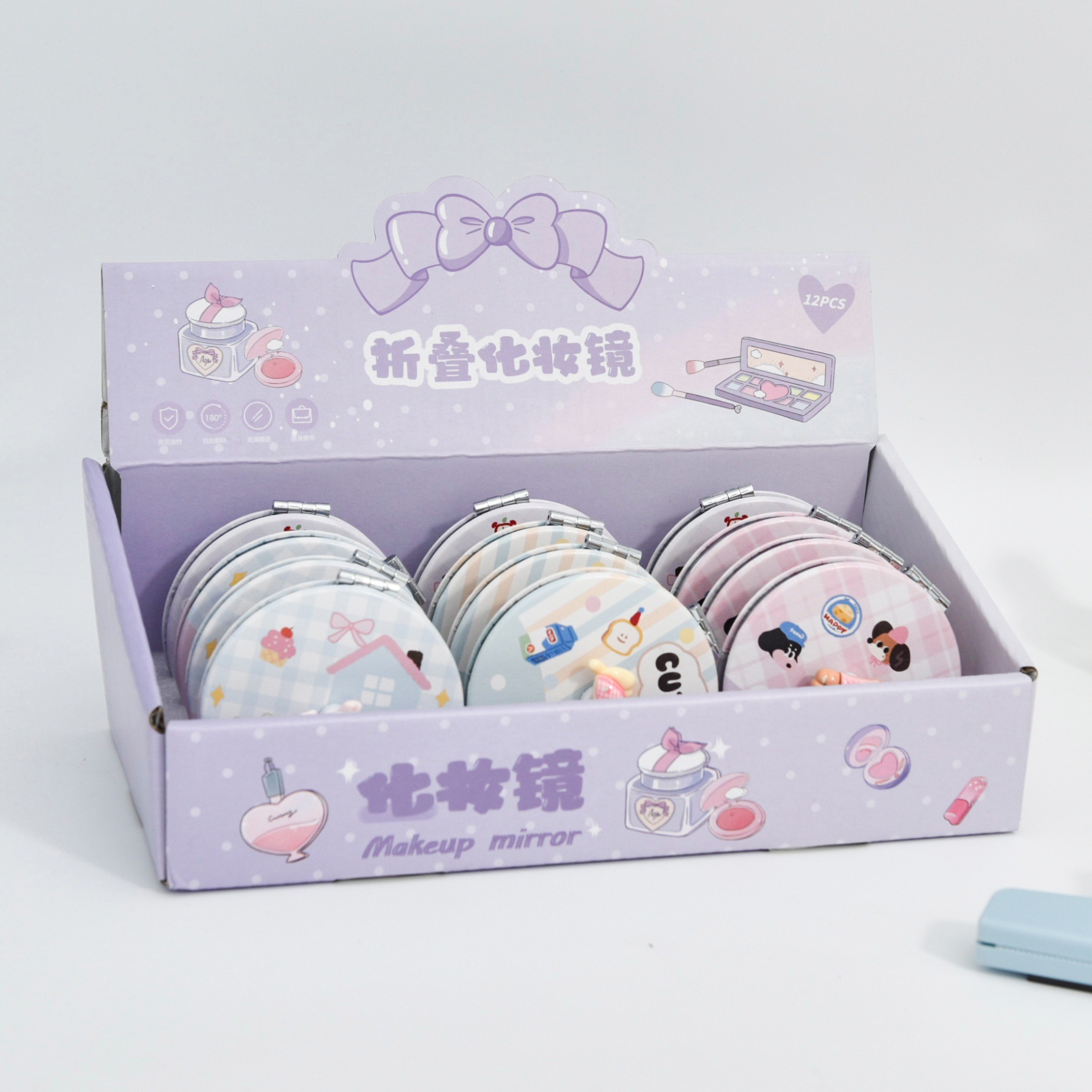 Dedo sonoro capibara plegable espejo de doble cara de dibujos animados colgantes de panda espejo de arena movida espejo de maquillaje portátil pequeño espejo