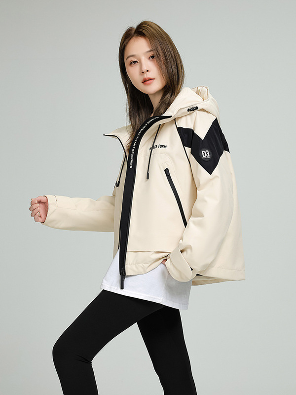2025年冬季新款户外防寒平湖羽绒服女短款撞色拼接加厚休闲小个子|undefined