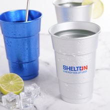 食品级铝杯可印LOGO户外露营啤酒杯 铝制单层变色金属杯