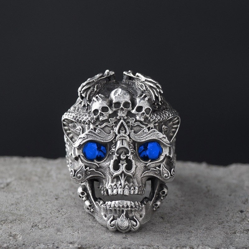 Blue Eye Skull Ring