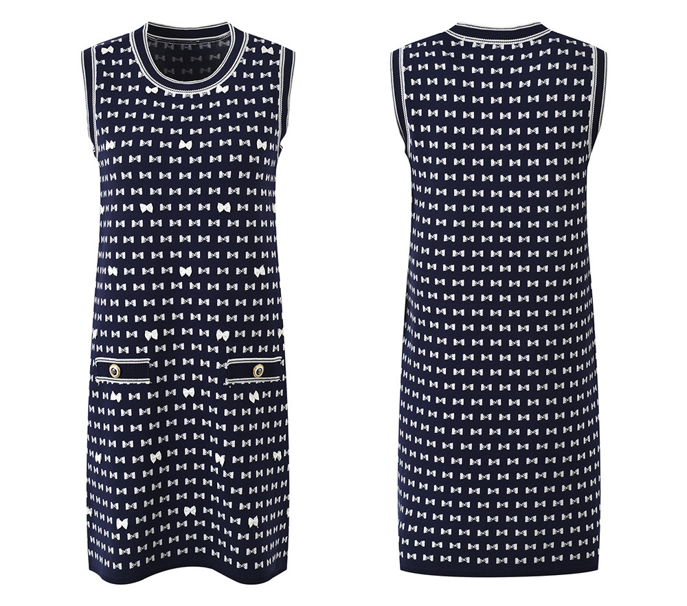 Abito senza maniche con scollo rotondo e stampa a fiocco da donna_voghion.com