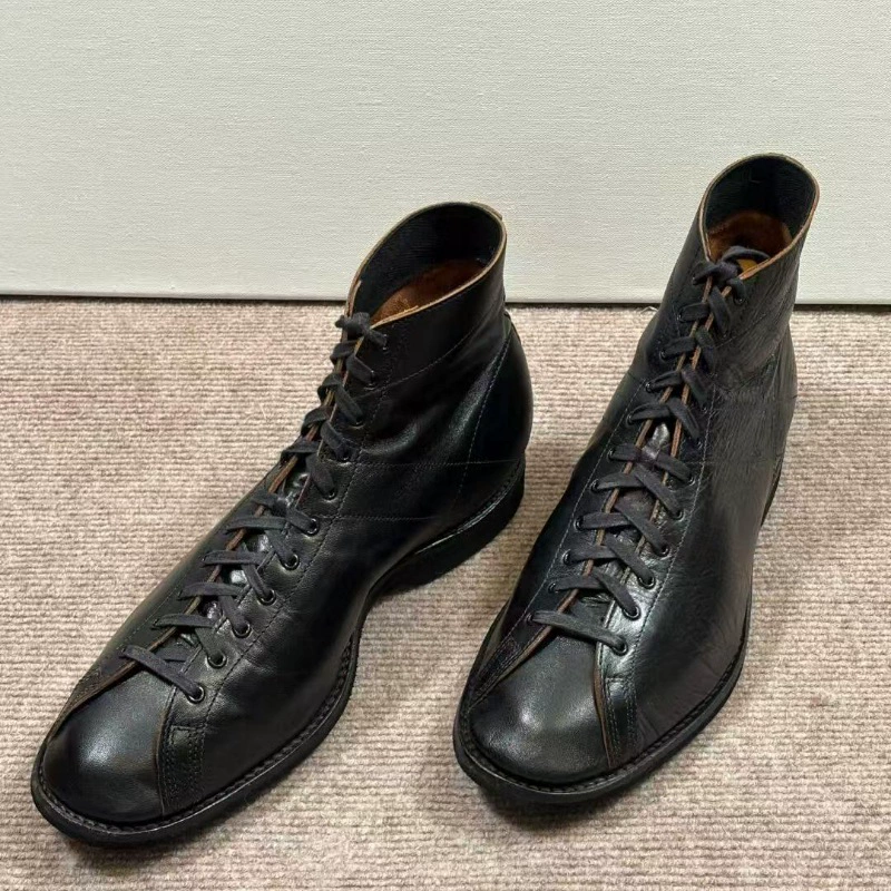 Черный американский ретро боксерские сапоги мужской Amei Kama шнуровка мотоциклетные сапоги с плоским дном