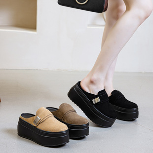 Thick Bottom Baotou Non-heel Half Slippers 2025 Spring and Autumn New All-match Fashion Trend Women's Outer Wear Half-support