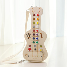 儿童益智led开关灯旋律音乐电子琴按键弹奏吉他木制玩具背带便携
