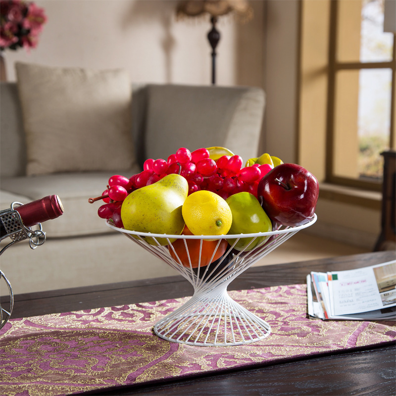 Plato de frutas de hierro forjado gancho de plátano sala de estar casera canasta de frutas de lujo ligera mesa de comedor dulces bocadillos plato