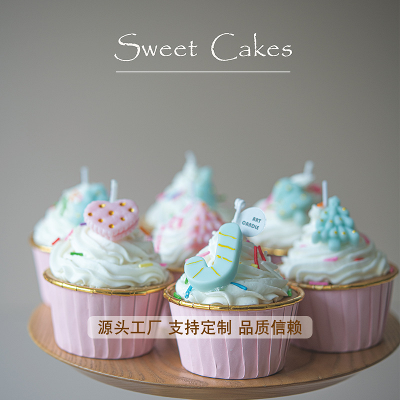 Ventas transfronterizas calientes pastel rosa modelado vela perfume postre vela decoración adornos regalo promoción al por mayor