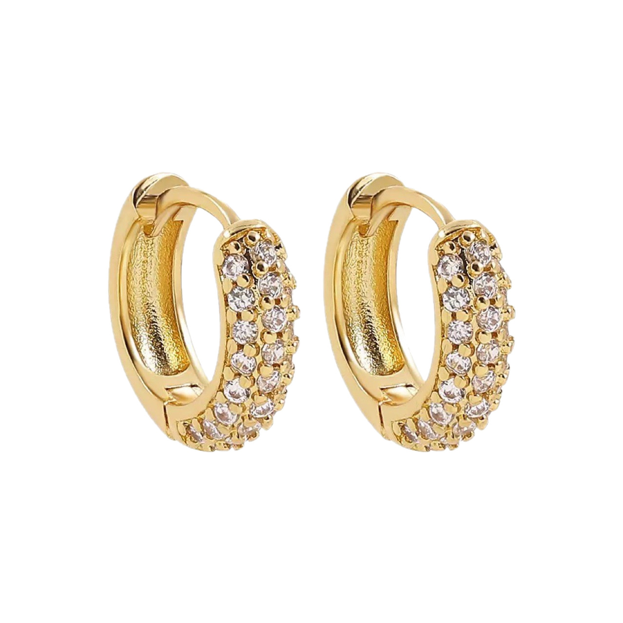 Men's Ear Cuff With Three-row Diamonds Wide Retro Style Earring_voghion.com