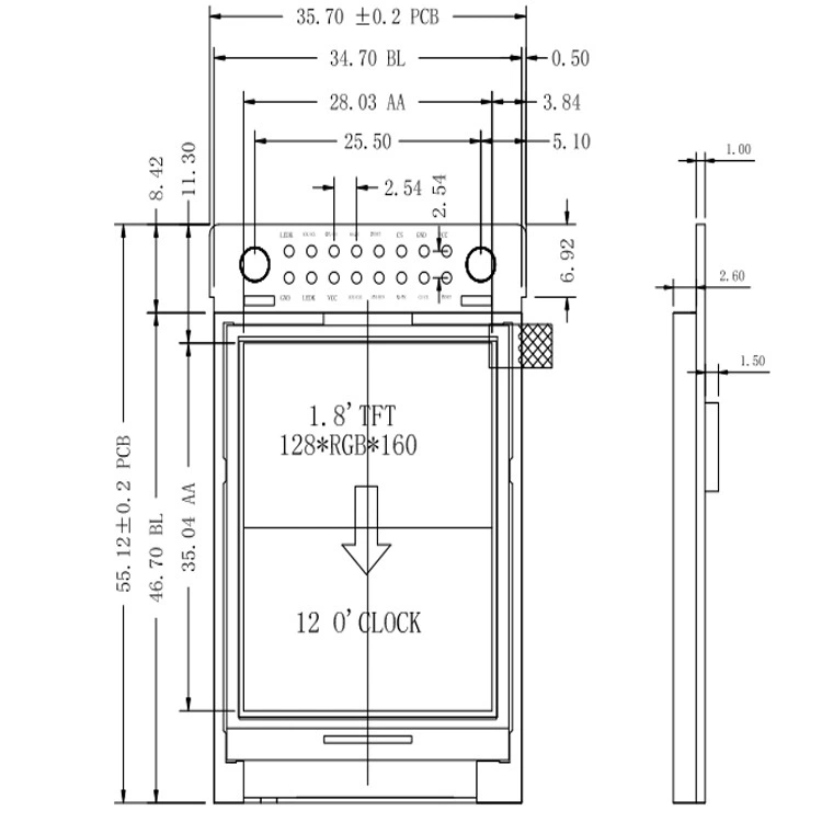 1.77-дюймовый TFT LCD дисплей LCD SPI последовательный цветной экран 128*160 экран экстренная связь аудио-контролируемый OLED
