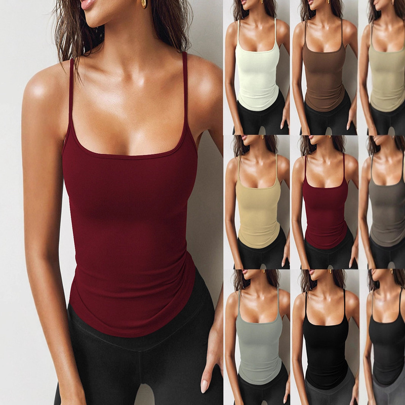 Amazon Independent Site Summer Sexy Suspender Bottoming European and American Style Sports Slim Short Top Vest