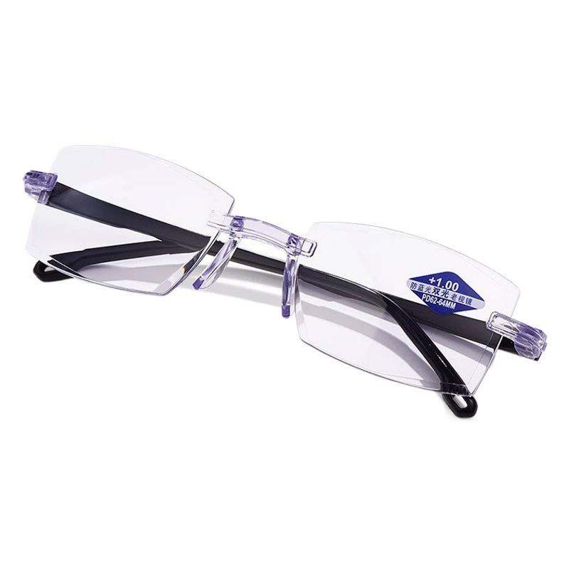 Новые анти-синий свет Алмазная отделка двойной свет пресбиопические очки без оправы интегрированные пресбиопические очки HD двойного назначения с зумом