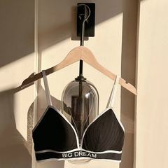 Deco Saint Contrast Letter Bra American Retro Fixed Cup Sports Style Comfort Jieyang Nylon Triangular Cup Underwear