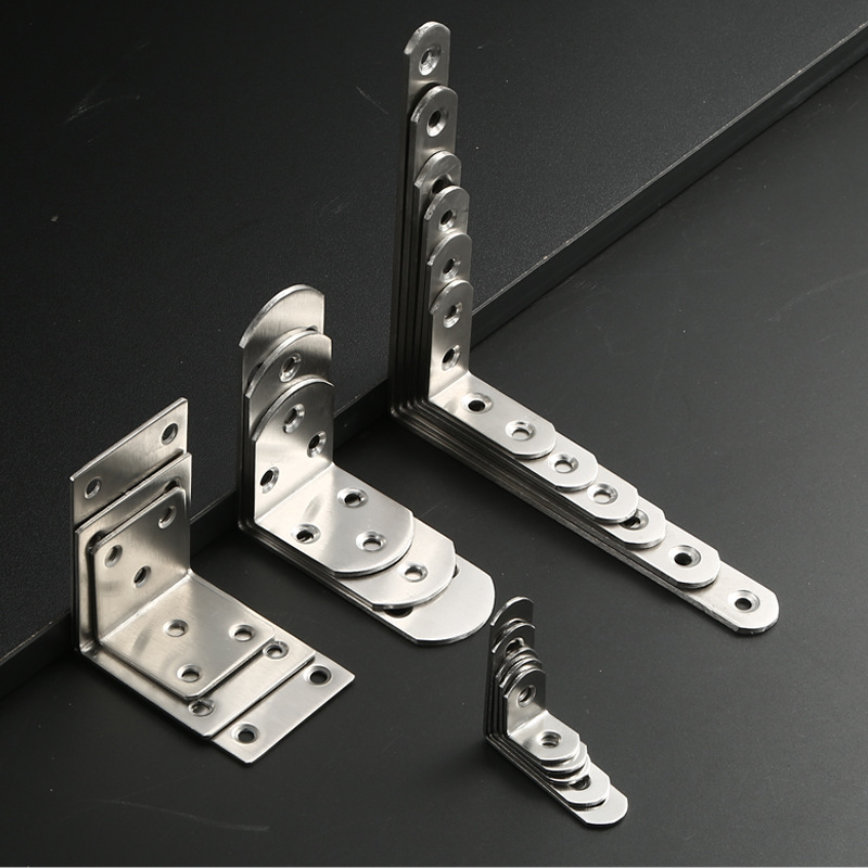 L型不锈钢角码 卫生间隔断层板托加厚固定支架一字平片家具连E18