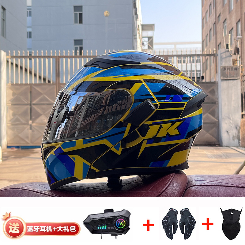JIEKAI casco de motocicleta casco completo de motocicleta para hombres y mujeres Bluetooth casco de exposición casco de coche eléctrico 3C certificación