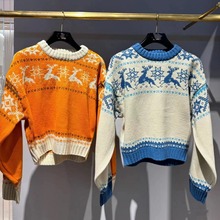 M家2023冬季新品圣诞小鹿北欧风套头针织衫毛衣女010FAS70-6580