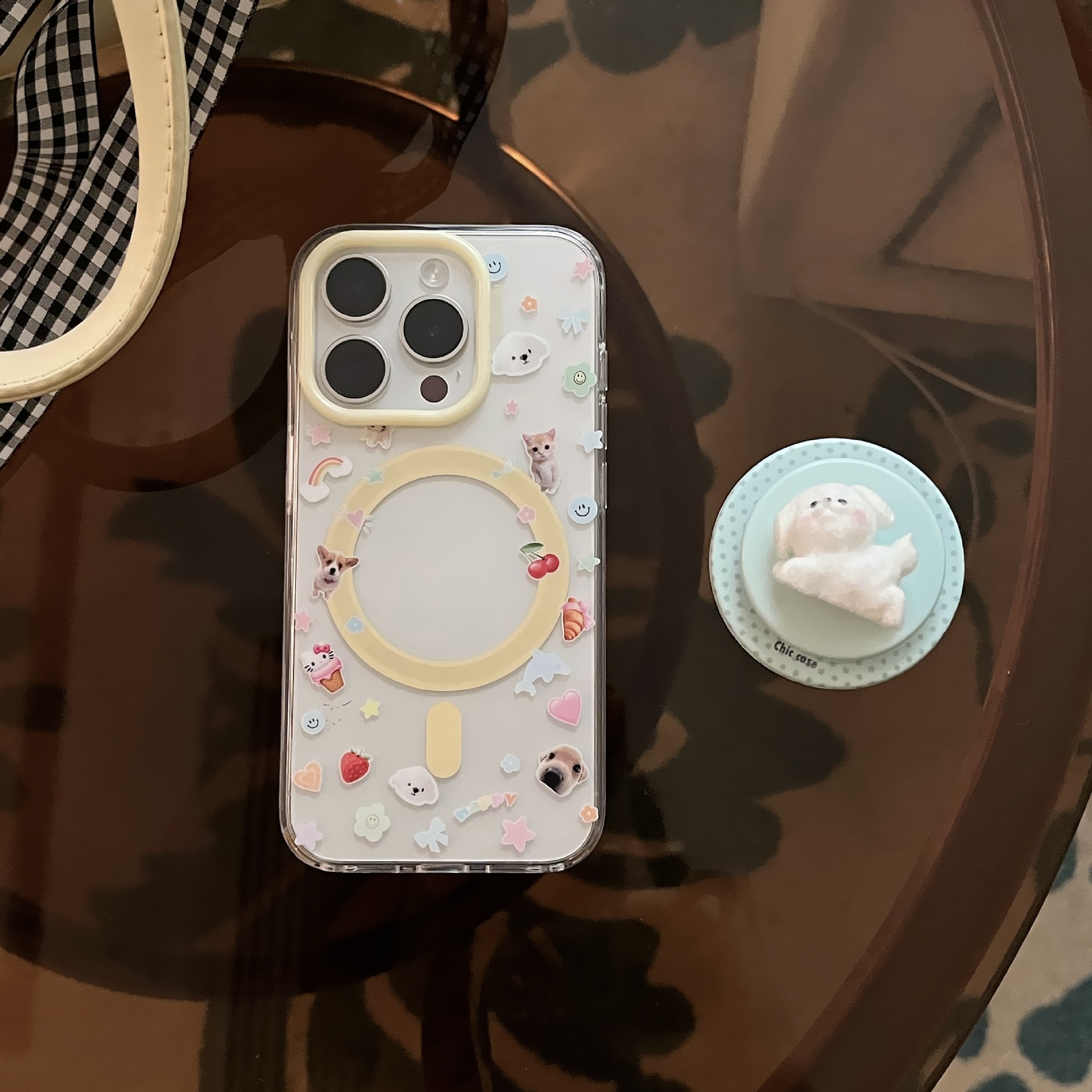 Lindo gato de dibujos animados cachorro para Apple 16ProMax funda para teléfono móvil 15Pro atracción magnética 14/13 nuevo 15PM