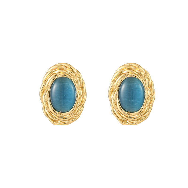 22g Weight Titanium Steel Ear Needle Material Ear Studs Classification 1 Pair Quantity Holiday, Daily Occasion Titanium Steel Material Oval Pattern All Seasons Season Women's Gender Plating Design Vacation, Classic Style Style 1 Pair Vacation Classic Style Oval Plating Titanium Steel Ear Studs 9