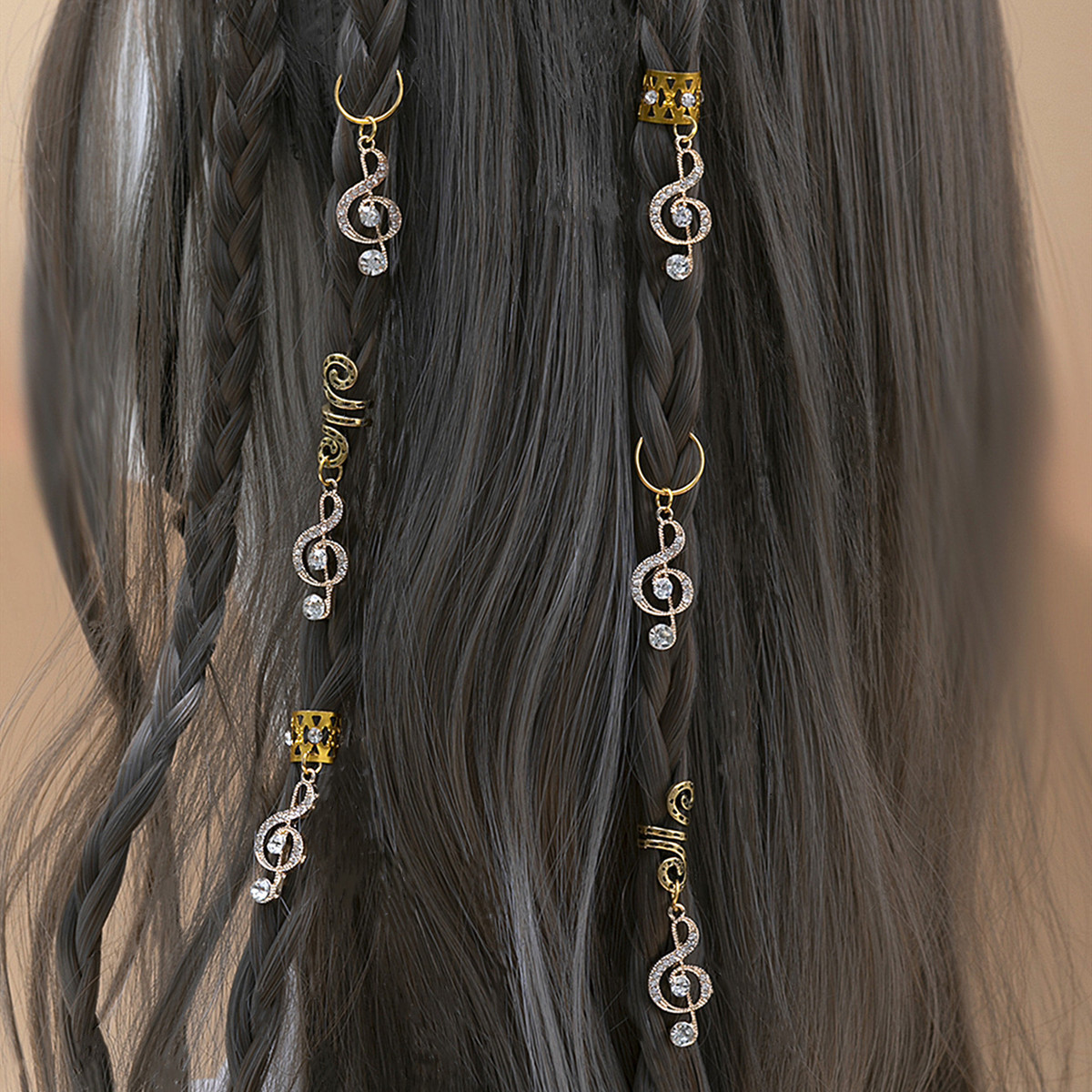 Notes Pattern Women'S Gender Simple Style Notes Alloy Plating Inlay Rhinestones Hair Buckle 1 Piece