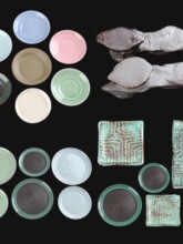 陶瓷托盤圓形方形綠色紅色白色創意多肉花盆底座接水盤大中小底托