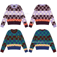 Vivienne west wood West Queen Mother Vivienne Saturn вышитая клетчатая ретро вязаный кардиган свитер