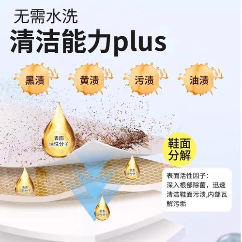 Multifunctional white sneaker care cleaner, shoe shine miracle, dry foam shoe cleaner, stain removal and whitening.