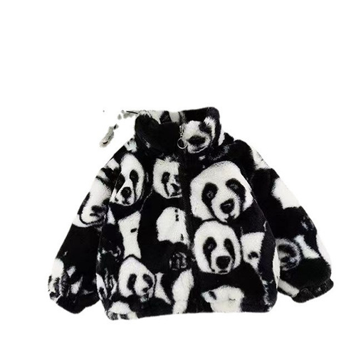 Boys' Thick Jacket Autumn and Winter  New Girls' Fur Children Rabbit Down Winter Coat Baby Wool Knit Fashion