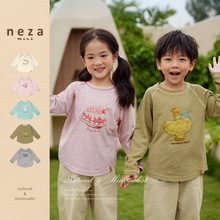 neza【魔法奇遇记】儿童T恤纯棉秋上衣男童竹节棉长袖女宝打底衫