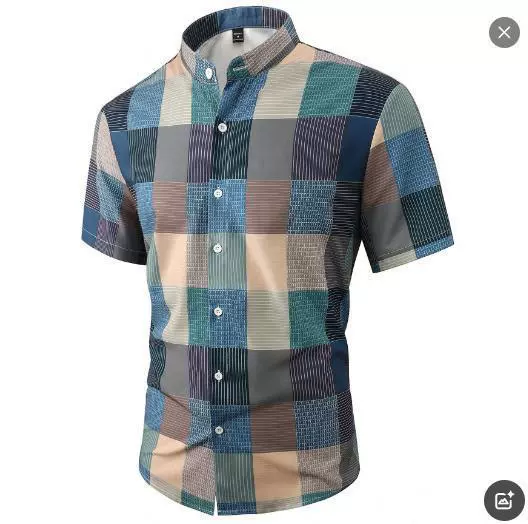 TEMU2025 Европейский и американский трансграничный новый модный тренд дикий мужской повседневный 3D-принт клетчатая рубашка с короткими рукавами