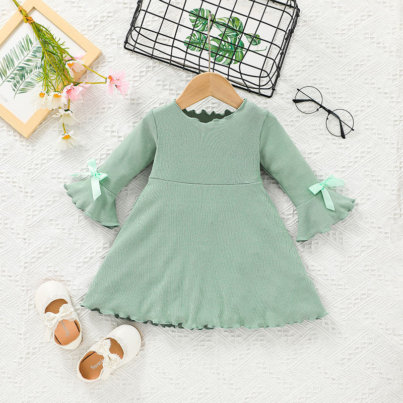 European And American Dress Lotus Leaf Flower Sleeve Children's Dress 2021 A-line Skirt display picture 2