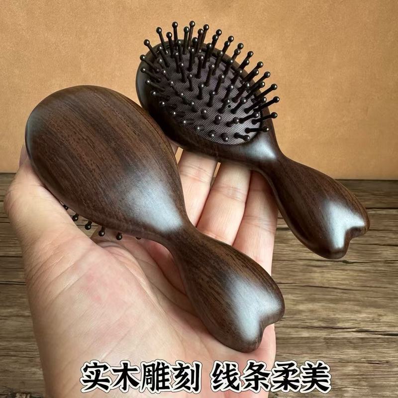 黑檀木气囊梳批发高级檀木气垫梳子女士礼物便携头部按摩加厚实木|undefined