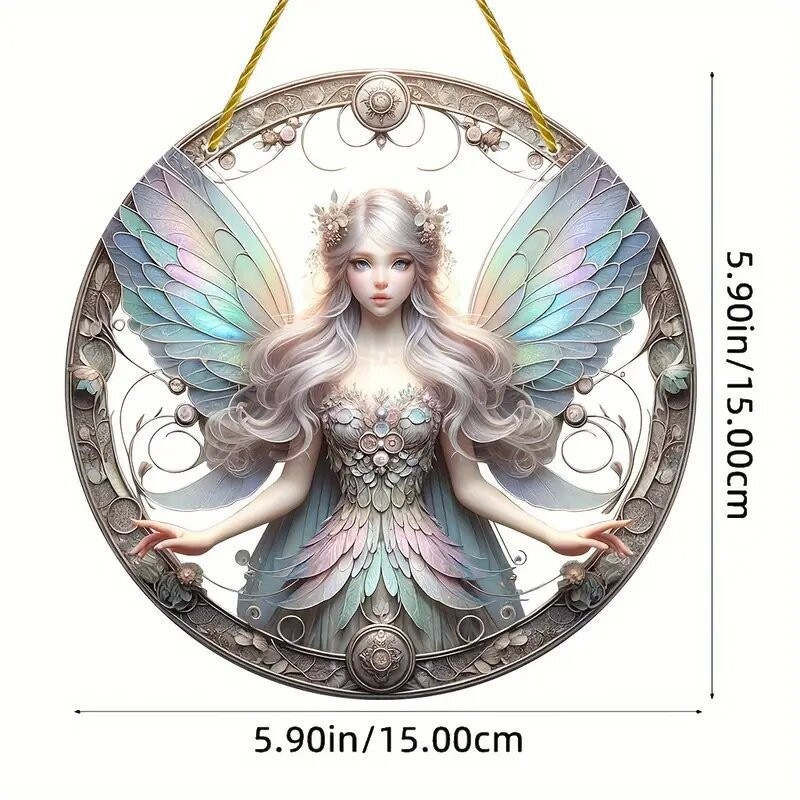 Decoración creativa transfronteriza acrílica disco plano colgar princesa de cuento de hadas belleza figura de captura de sol ventana decoración porche