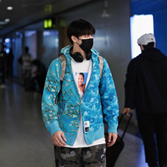 限定款梵高世界名画联名猿人头鲨鱼连帽卫衣外套男女同款上衣