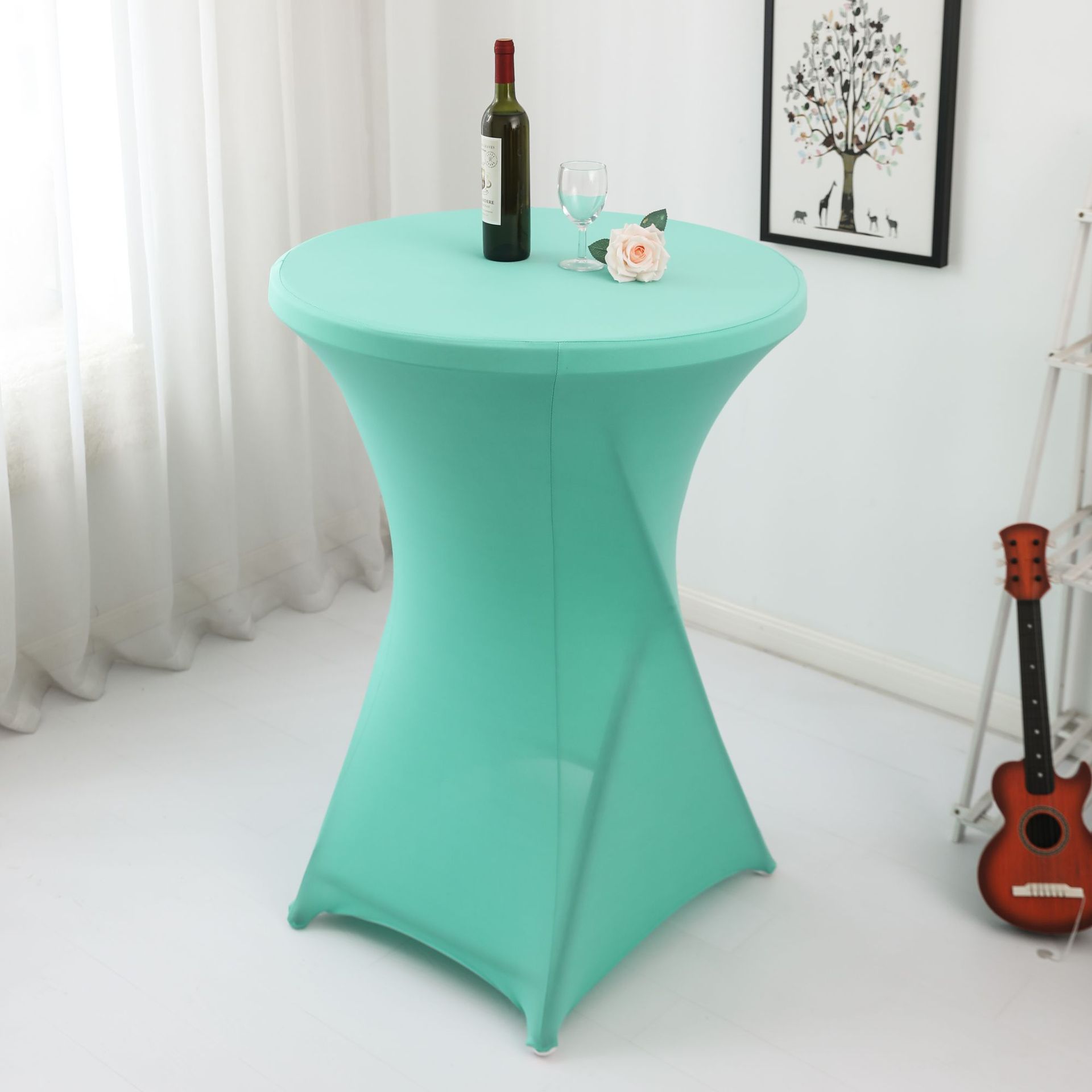 Amazon sólido barra mesa de comedor cubierta de mesa de banquete cóctel cubierta de mesa redonda tela de mesa elástica tabla de pies altos