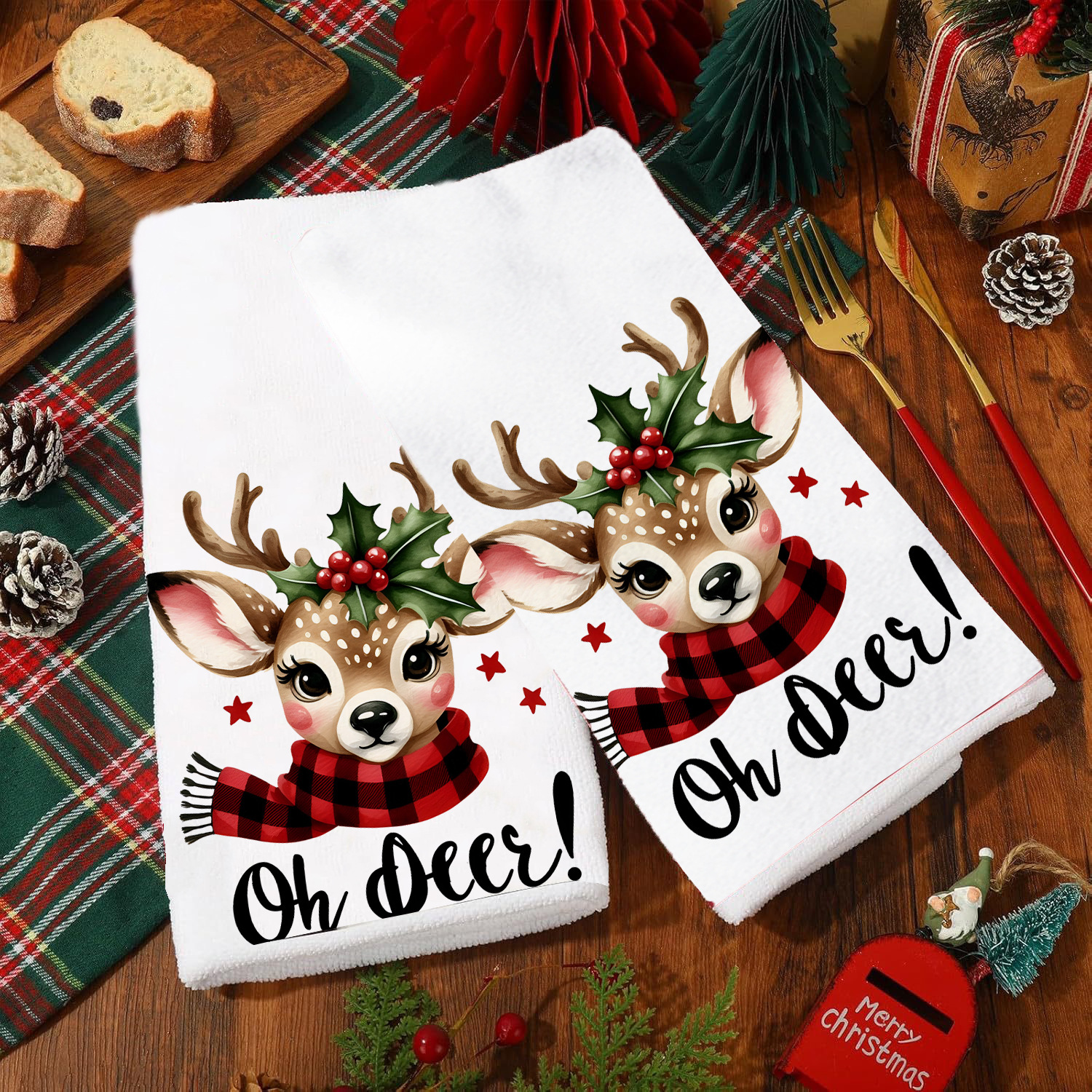 爆款日用品抹布厨房超细纤维亚马逊跨境雪人复古印花圣诞节洗碗布