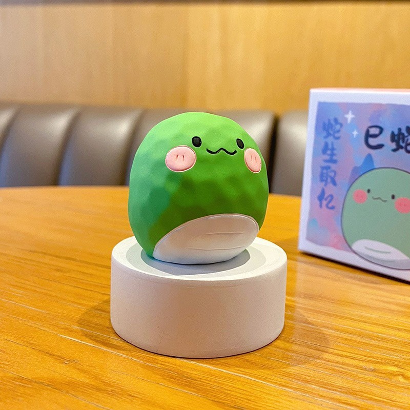 오리지널 목각풍 둥근 보물 조디악 장식품 - 뱀