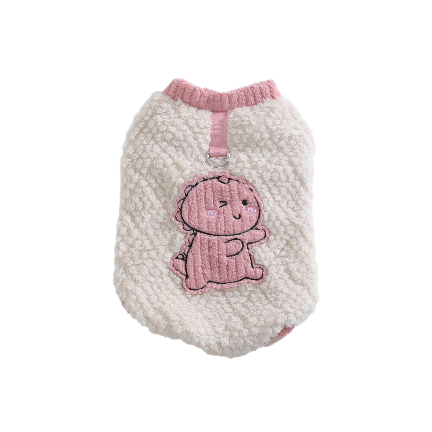 Ropa de gato y perro invierno dinosaurio jacquard con hebilla de tracción vellón de dos piernas ropa cálida de otoño e invierno gatito suéter para mascotas