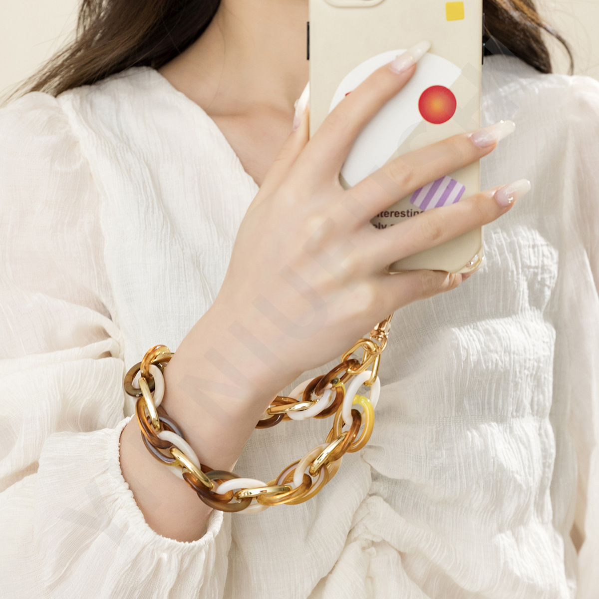 46g Weight Mobile Phone Chain Classification 1 Piece Quantity Alloy Material Geometric Pattern Vintage Style, Classic Style Style Vintage Style Classic Style Geometric Arylic Alloy Mobile Phone Chain 9