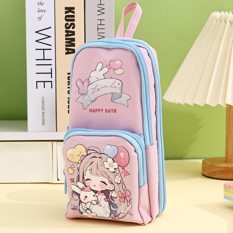 Mochila escolar de dibujos animados coreanos, estuche para lápices, caja de papelería de gran capacidad Kapibala, bolso de papelería de alto valor de estilo ins lindo
