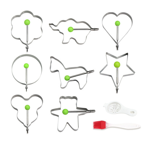 Cross-border Best Selling Stainless Steel Cake Mold DIY Round Heart Shaped Egg Pan Kitchen Small Tool Egg Mold