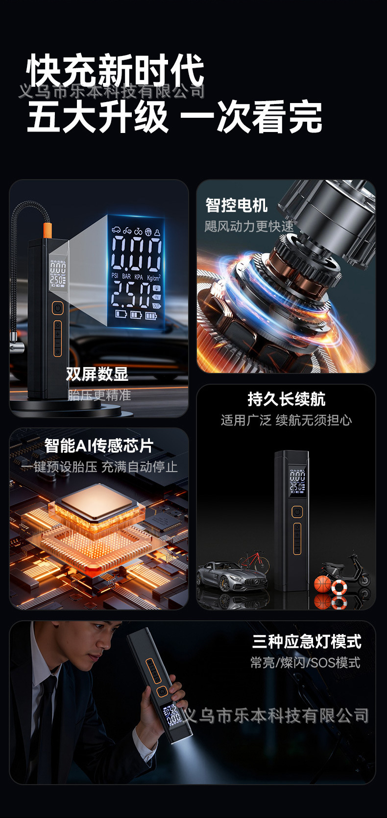 Car Air Pump, Car Tire Pump, Electric Wireless Car Tire Inflator, Universal Multi-Functional Air Pump