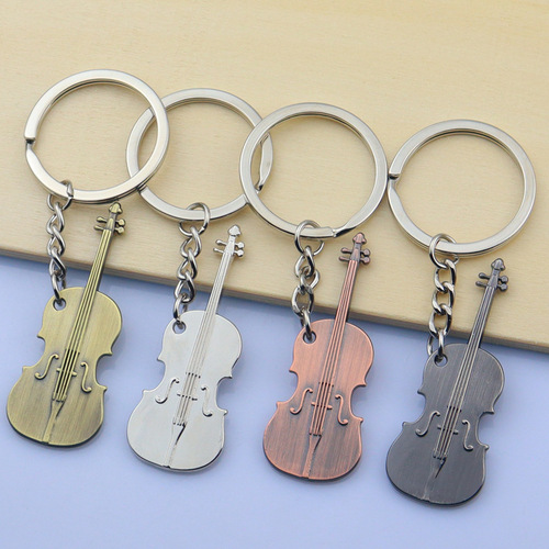 Metal Retro Music Violin Keychain Lock Key Holder Pendant One-Time Delivery Free Sample Zinc Alloy Gift