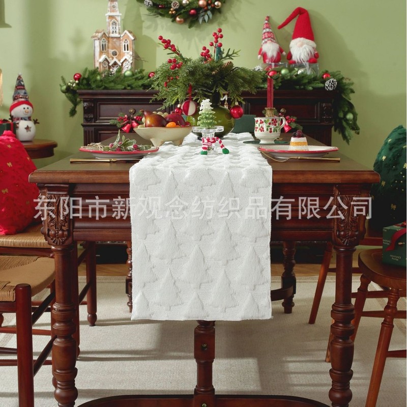 跨境桌旗推荐桌垫圣诞节装饰餐桌布桌旗布艺轻奢圣诞树外贸批发|undefined