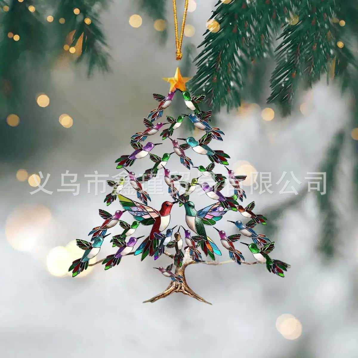 Nuevos productos transfronterizos de acrílico plano de simulación de pájaros colgante de decoración de Navidad árbol de Navidad colgante de decoración para el hogar image 9