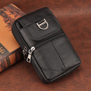 Cowhide Phone Bag for Middle-Aged Men, Vertical Waist Bag, Single Shoulder Crossbody Phone Case, 2025 New Model