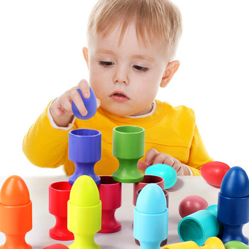 Montessori teaching aids color classification wooden egg ball cups 0-3 years old infants and young children early education educational practice grasping toys