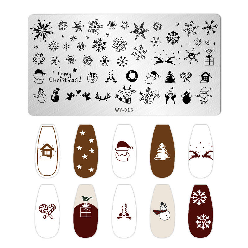 美甲印花钢板爆款雪花圣诞 NailSteelPlate转印指甲模板工具批发|undefined