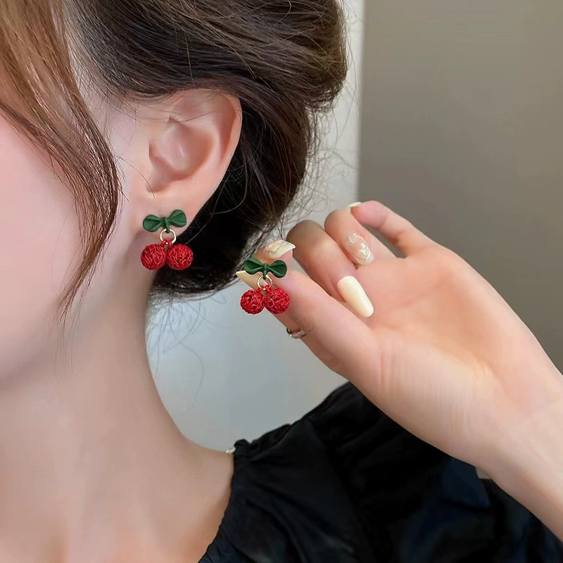 Красная серебряная игла, серьги полураспада с бантом, образец серебра 925, коллекция 2022 года